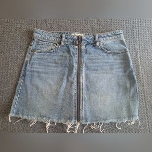We The Free Light Blue Denim Skirt with Front Ring Zipper